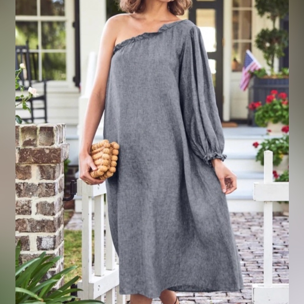 Chic One Shoulder Gray Dress